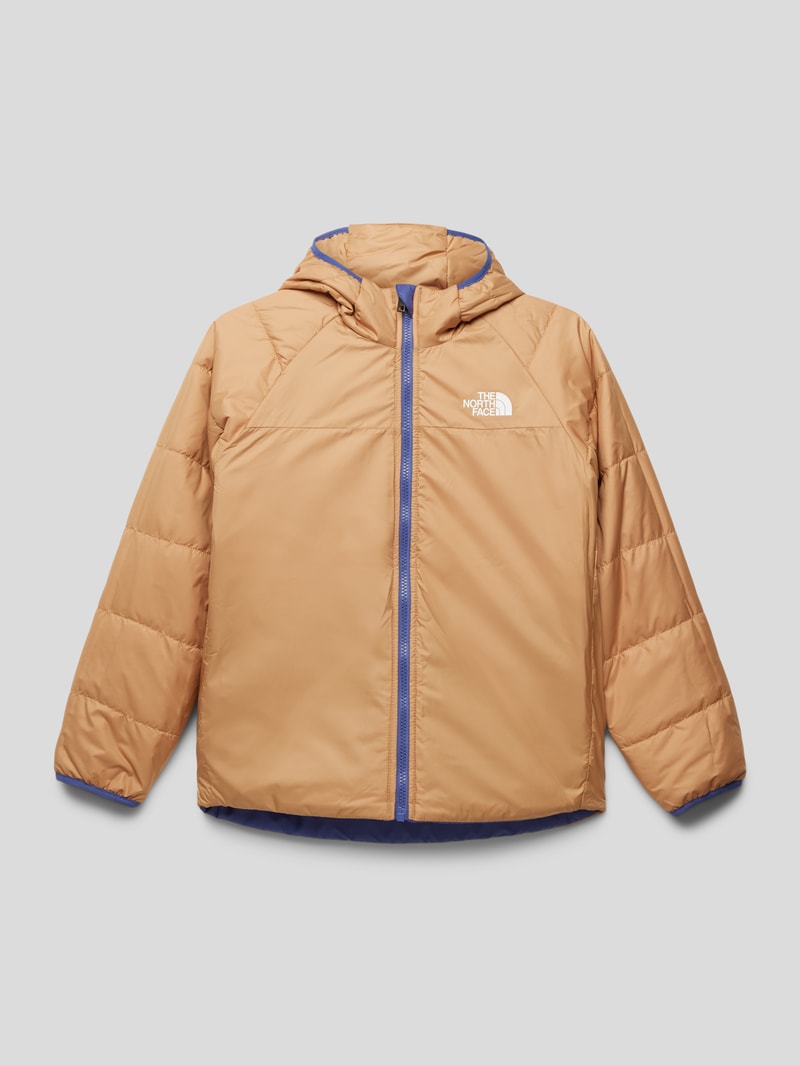 Steppjacke mit Wendefunktion und Label-Print in blau