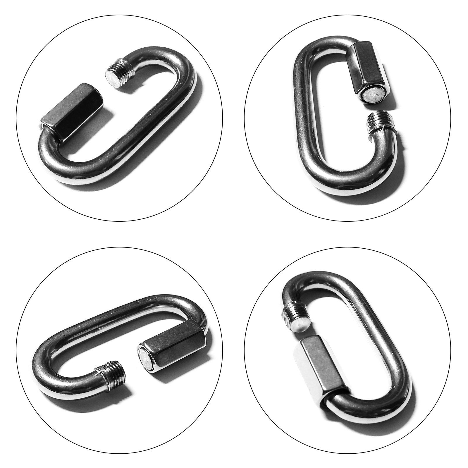 IGcons Rundstahlkette Kettenverbinder Kettenglied M4 Edelstahl A4 Festigkeitsklasse 70, Edelstahl, Ø 4 mm, (1-St)