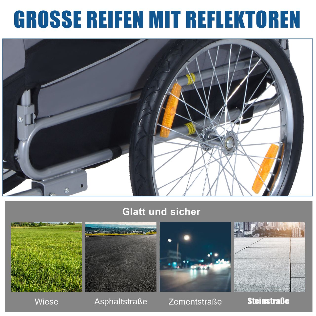 PawHut Fahrradanhänger Hundeanhänger Hunde Fahrrad Tier Anhänger Grau Schwarz
