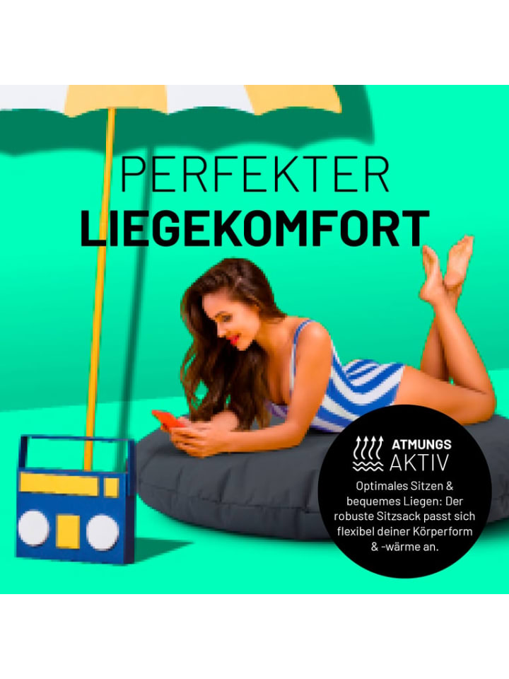 Lumaland Sitzsack 2-in-1-Sitzsack - 300l 120 x 80 x 75 cm - Stahlgrau günstig kaufen onesize