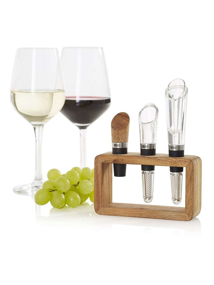 AdHoc 4tlg. Set: Weinausgießer ''Vine'' in Hellbraun - (B)13,5 x (H)18 x (T)4 cm günstig kaufen onesize