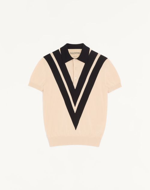 Valentino katoenen poloshirt met ingelegde V-vorm