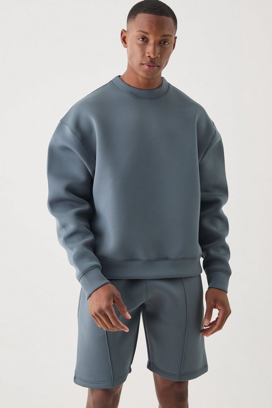 Kurzer kastiger Oversize Sweatshirt-Trainingsanzug