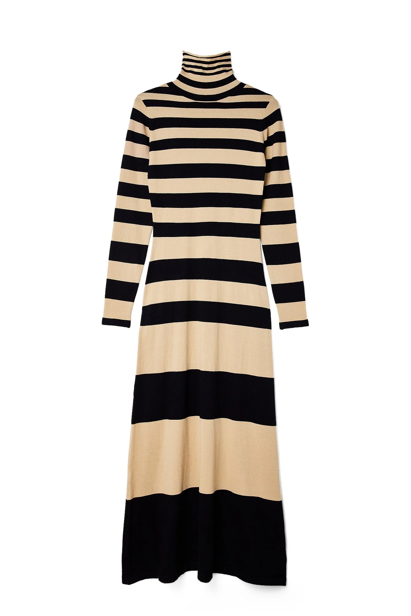 Feingestricktes, gestreiftes Maxikleid