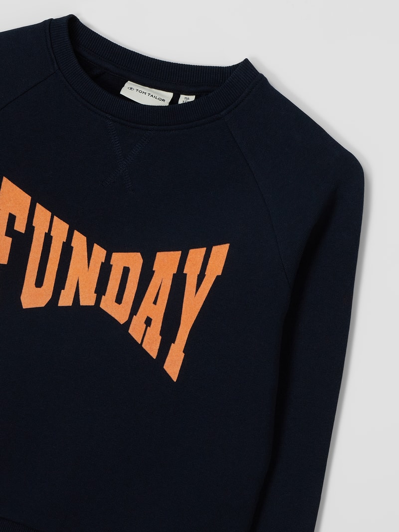 Sweatshirt mit Flockprint in marineblau
