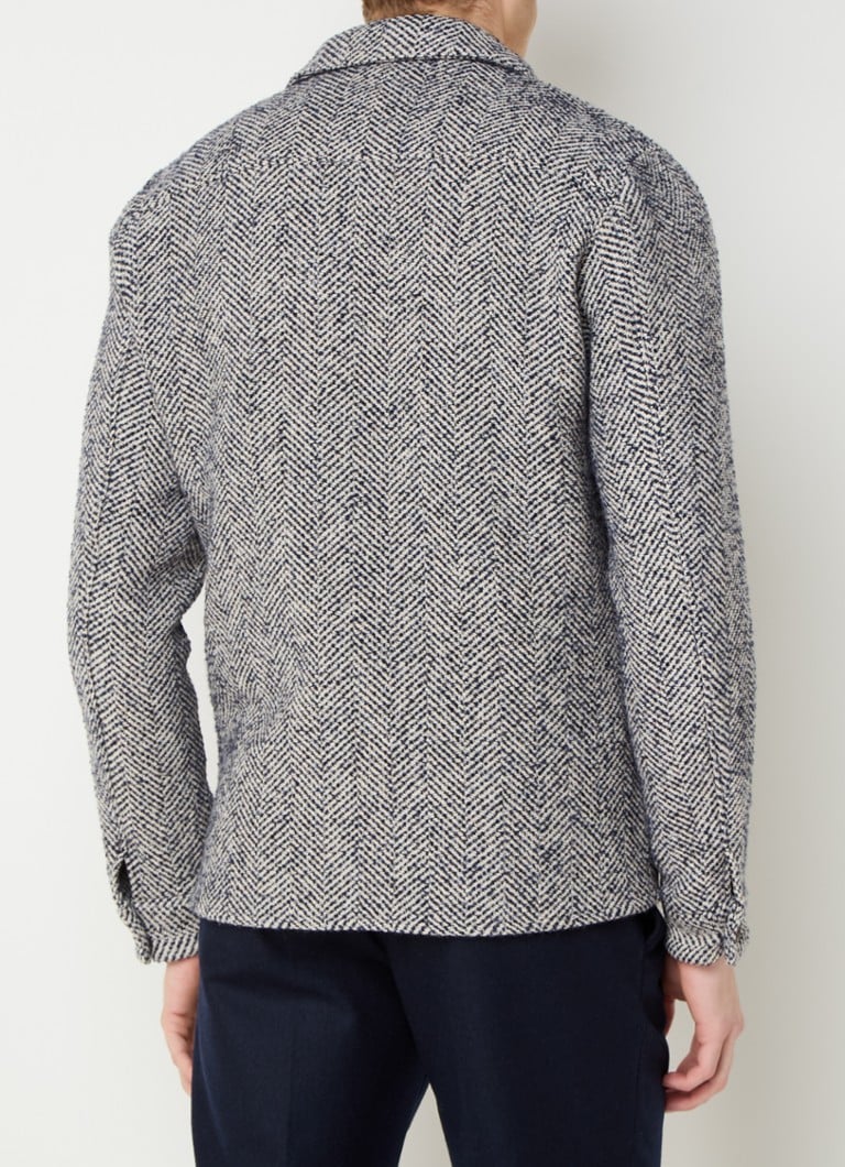Cămașă Profumo din amestec de lână, cu croială clasică și model în spic de herringbone.
