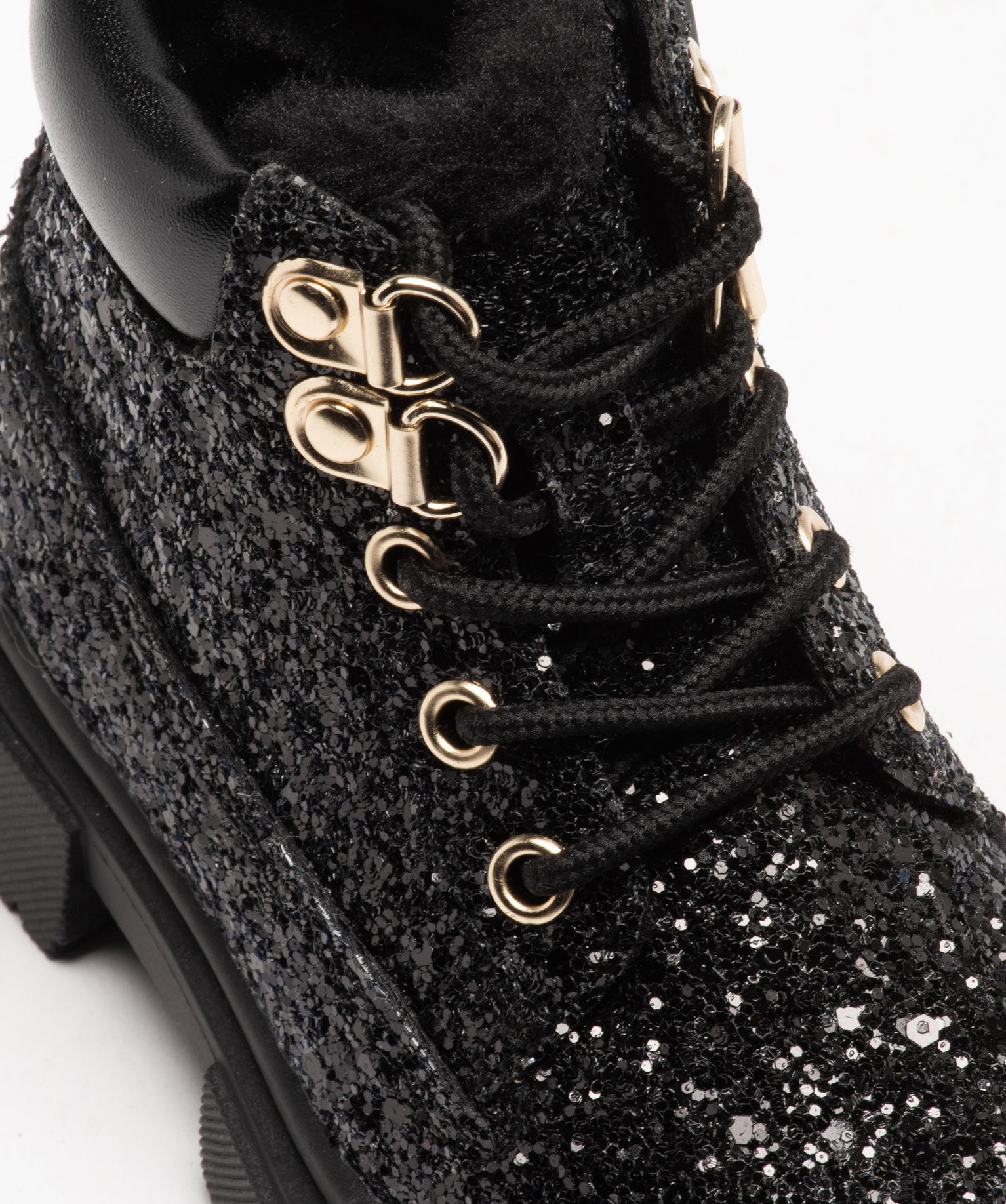 Boots fille fourrées dessus à strass noir | GEMO