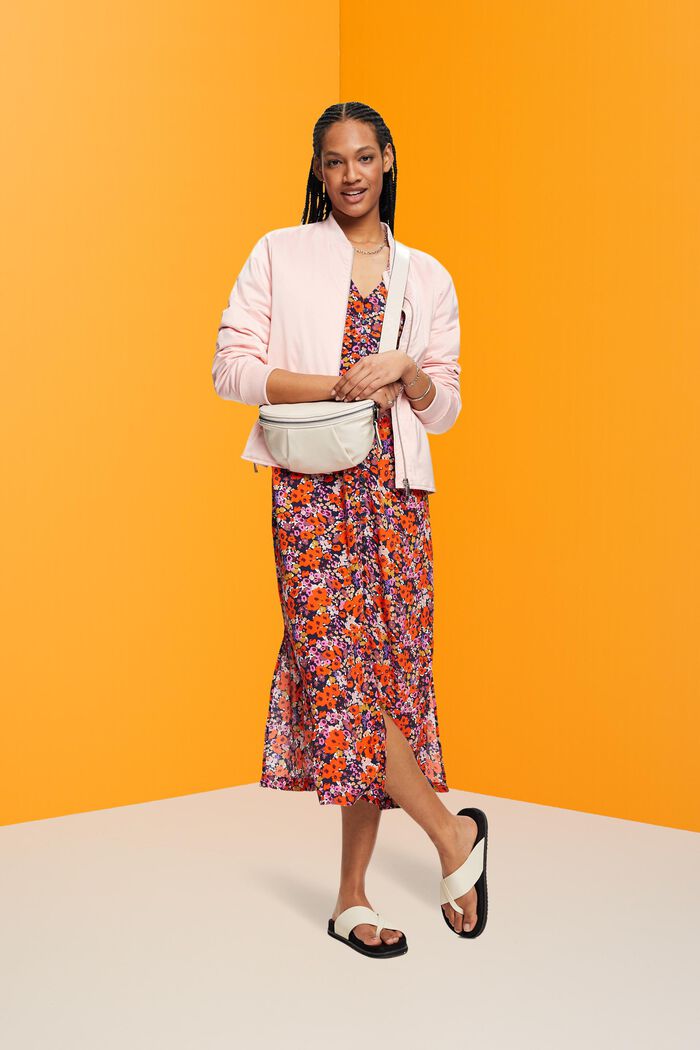 Kurzärmeliges Midikleid mit Blumenmuster