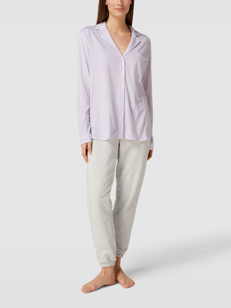 Pyjama-Oberteil mit Streifenmuster Modell 'Everyday' in bordeaux rot