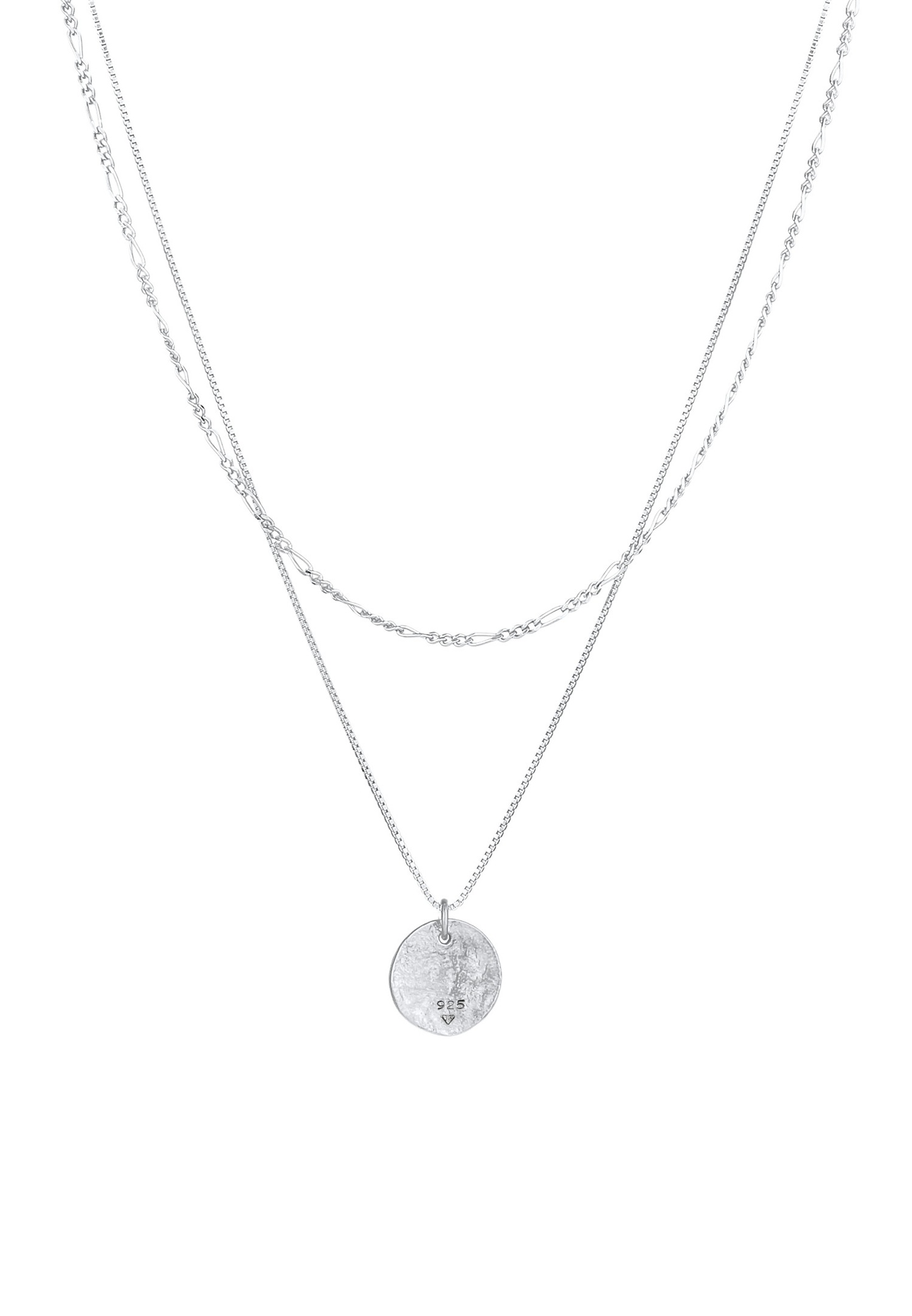 Elli Halskette Layer Plättchen Figaro Boho 2-lagig 925 Silber