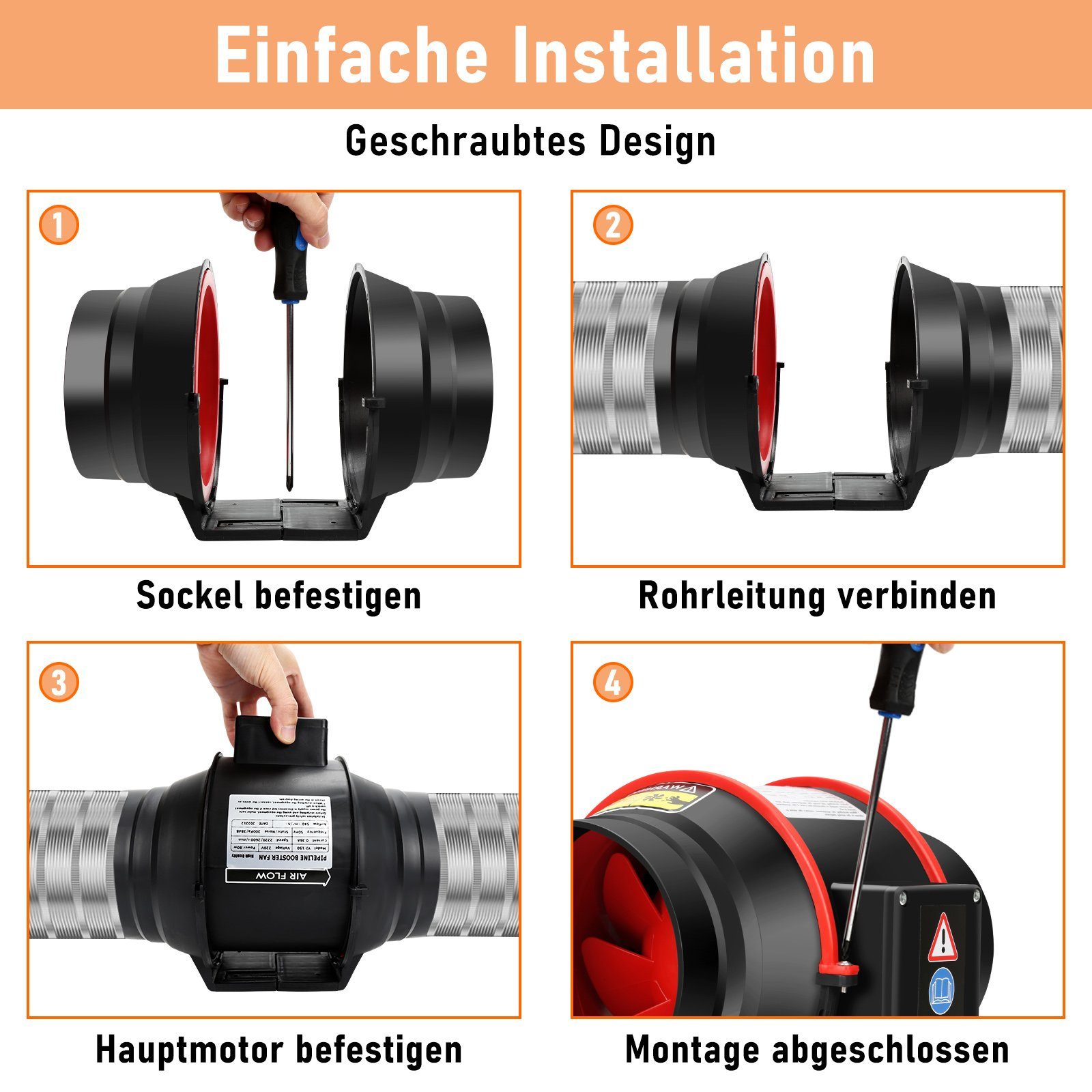 Lospitch Wandventilator Rohrventilator Ø100/150mm Rauchabzug mit Fernbedienung 2-Gang Regler