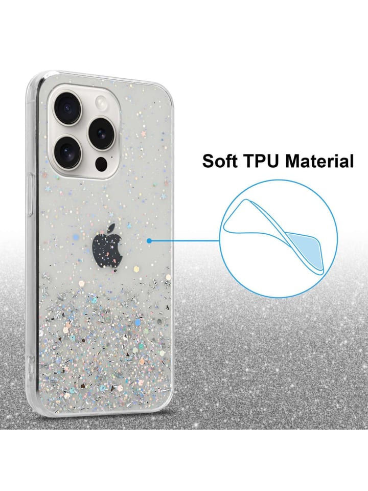 cadorabo Hülle für Apple iPhone 15 PRO MAX Glitter in Transparent mit Glitter günstig kaufen onesize