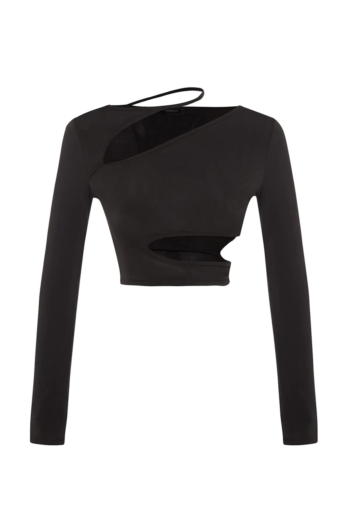 Trendyol Collection  Schwarze gestrickte Bluse mit Fenster-/Ausschnittdetails TPRAW23BZ00031