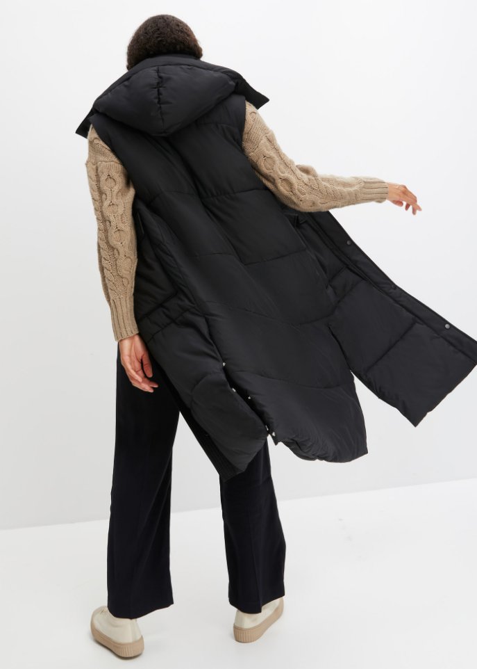 Wattierte Steppweste aus recyceltem Polyester mit abnehmbarer Kapuze