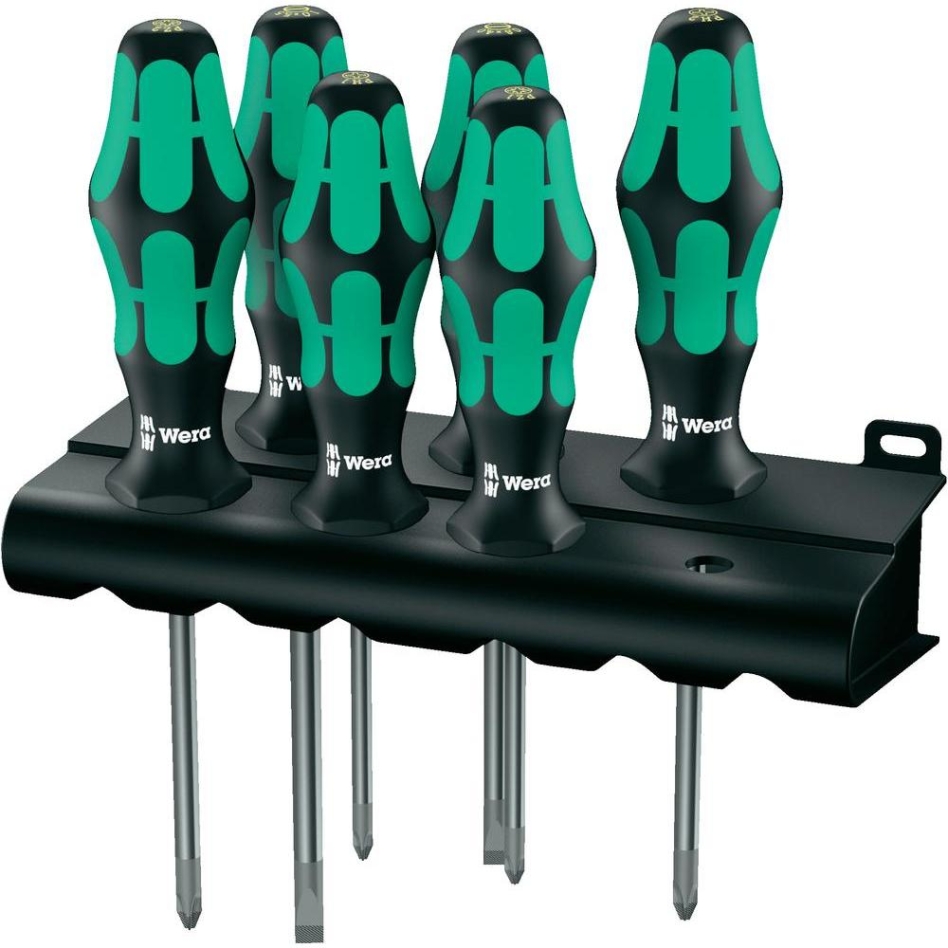 Wera 05105622001 335/350/355/6 Jeu de tournevis Kraftform Plus Pointe laser + support, 6 pièces
