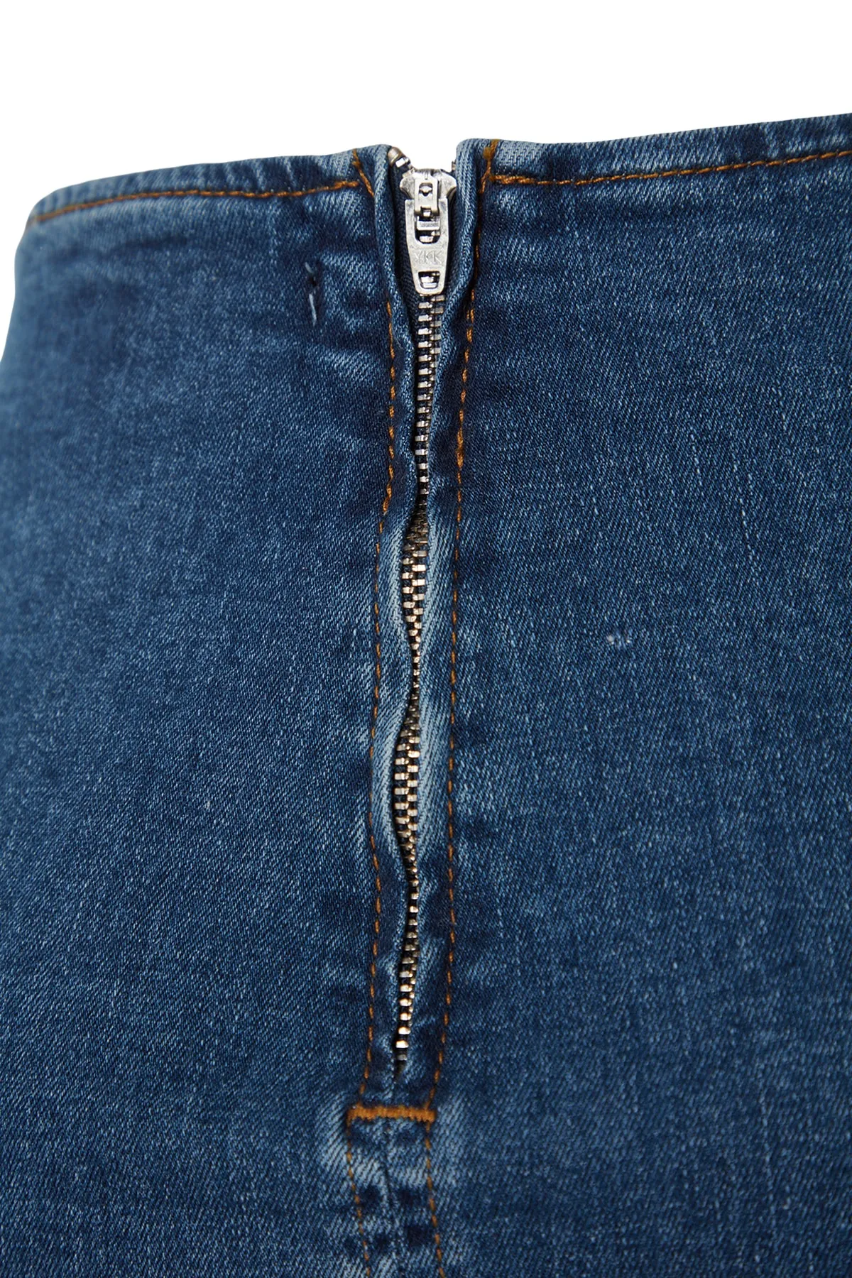 Trendyol Collection  Blauer Midi-Bleistift-Jeansrock mit Ziernähten TWOAW24ET00057