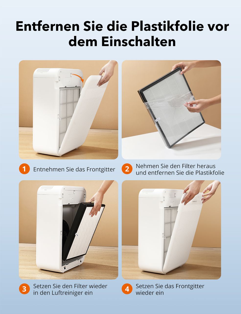TaoTronics TT-AP003 Luftreiniger (weiß, 3-in-1 True HEPA H13 Filter, 99,97% Filterleistung)