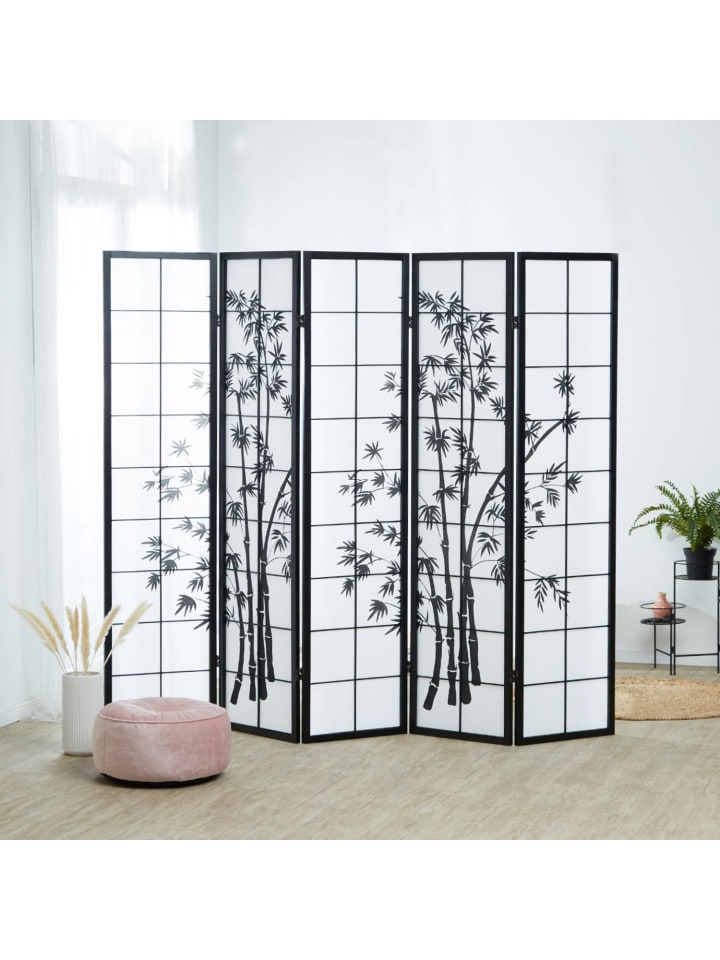 Homestyle4u 5-tlg. Paravent in Schwarz 220x179 günstig kaufen onesize
