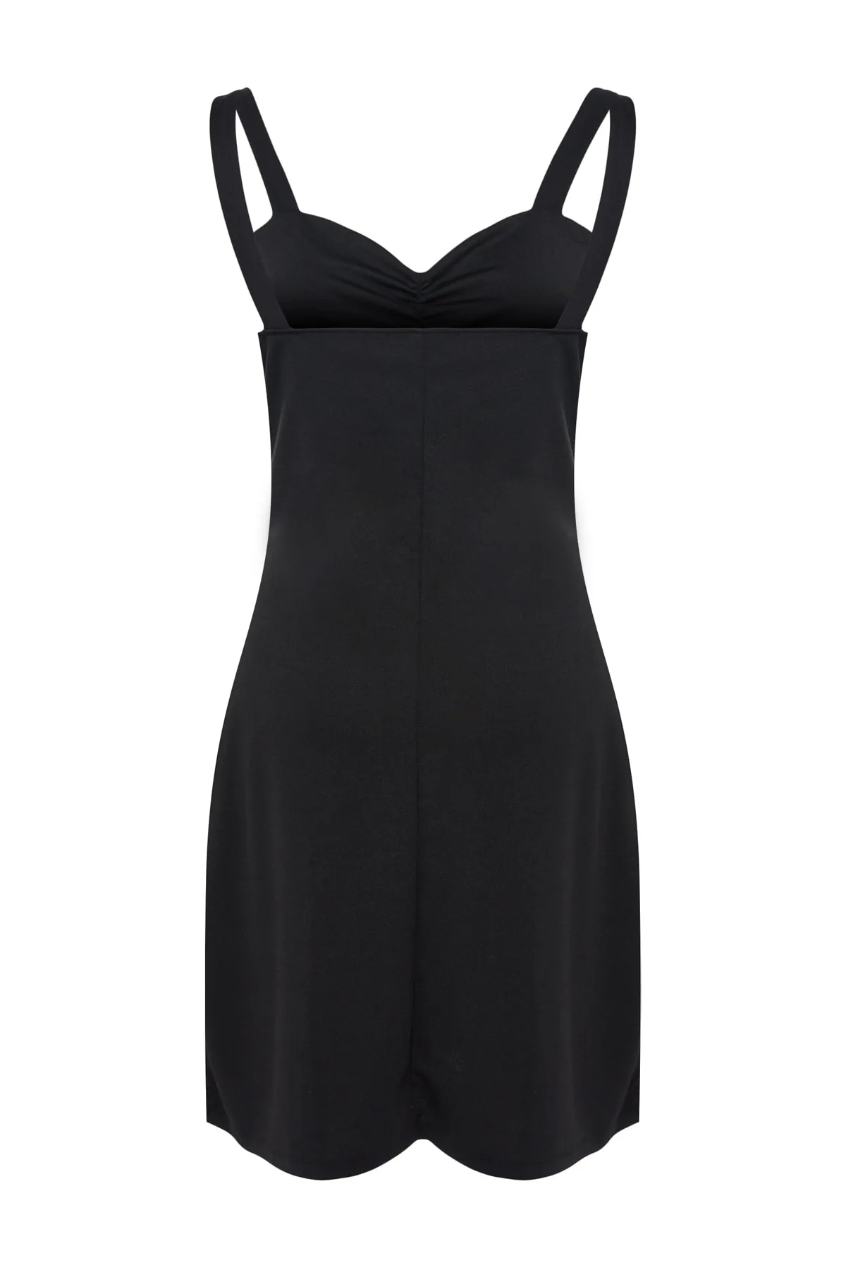 Trendyol Curve  Schwarzes Strickkleid mit Herzkragen TBBSS23AH00076
