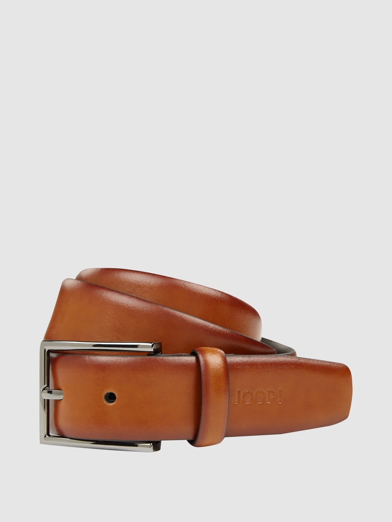 Ledergürtel mit Logo-Prägung in cognac