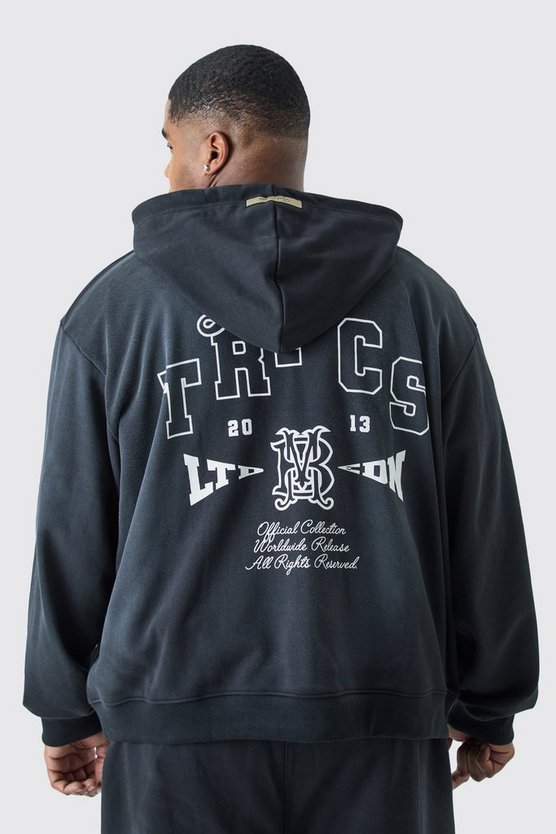 Plus kastiger Oversize Hoodie mit Dark Tropics Print