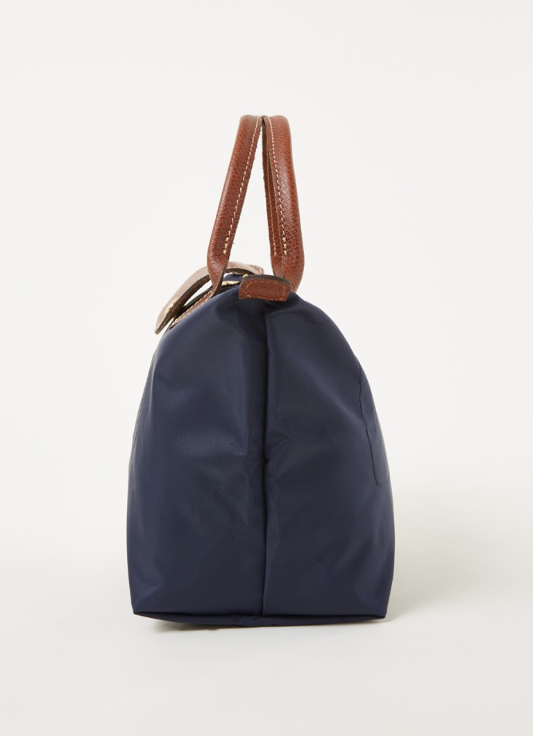 Geantă originală Longchamp Le Pliage, mărimea S, cu detalii din piele.