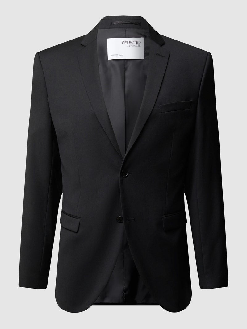 Slim Fit 2-Knopf-Sakko mit Stretch-Anteil in schwarz