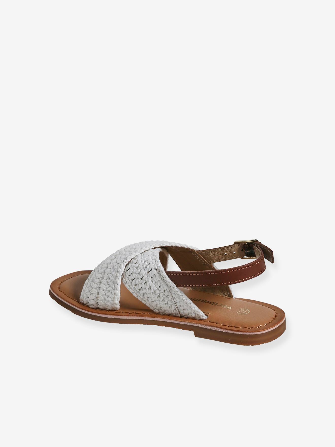 Vertbaudet Kinder Sandalen mit überkreuzten Riemen - wollweiß