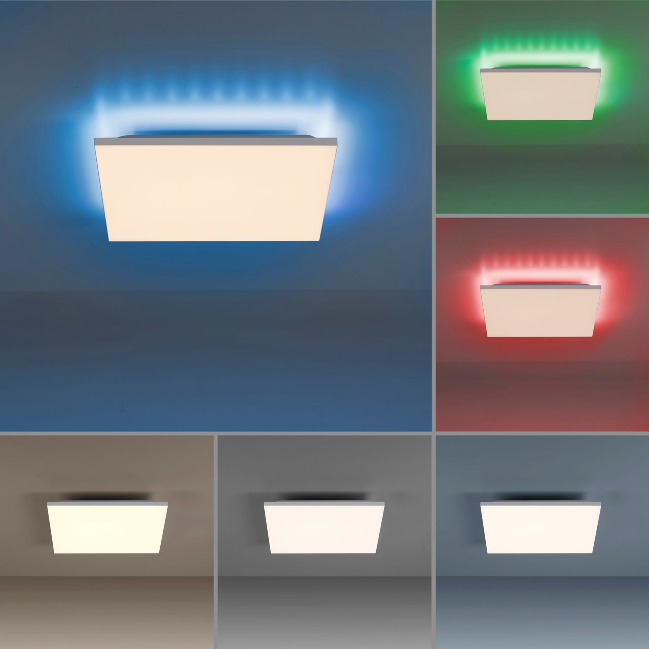 JUST LIGHT CONRAD, LED Deckenleuchte, dimmbar, CCT, RGB, IR-Fernbedienung, weiss