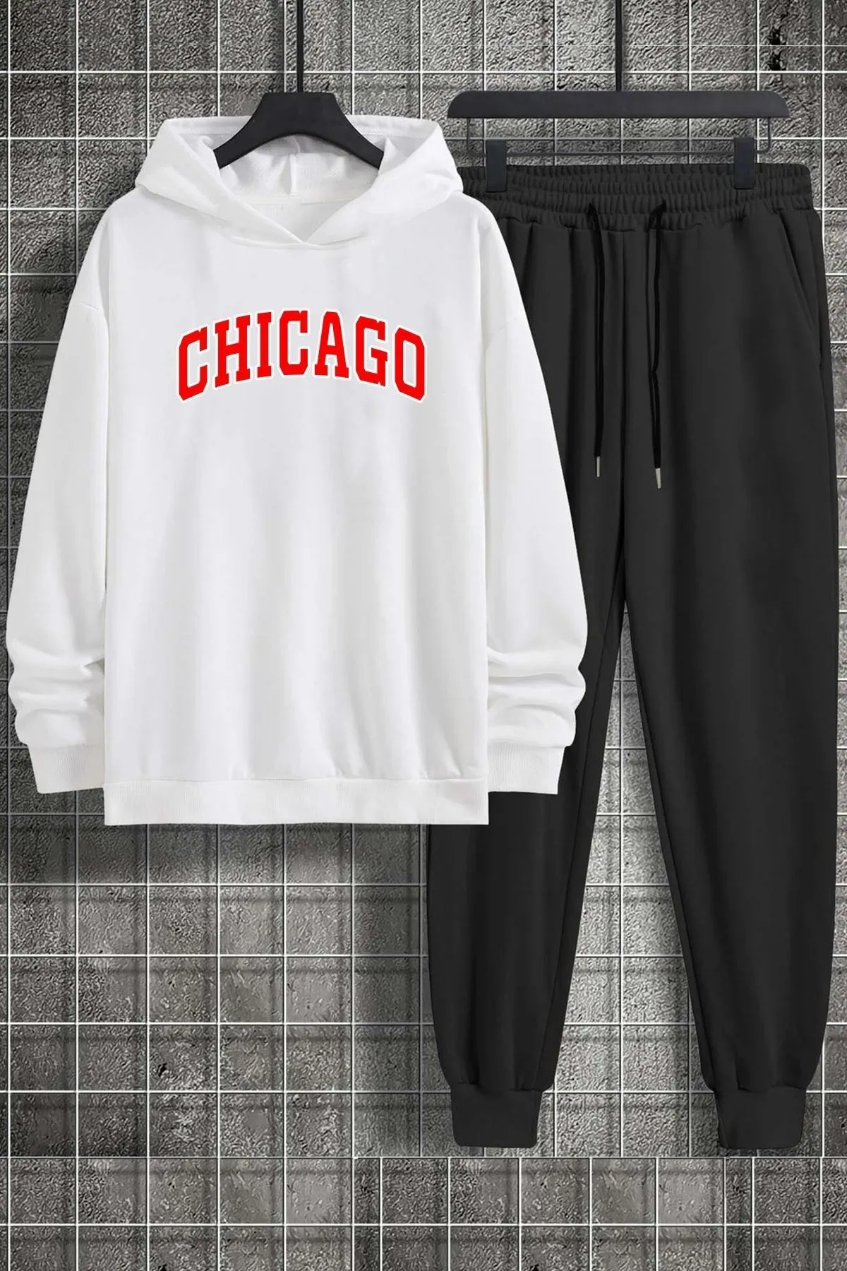 uyguntarz  Bedrucktes Unisex-Trainingsanzug-Set „Chicago“.