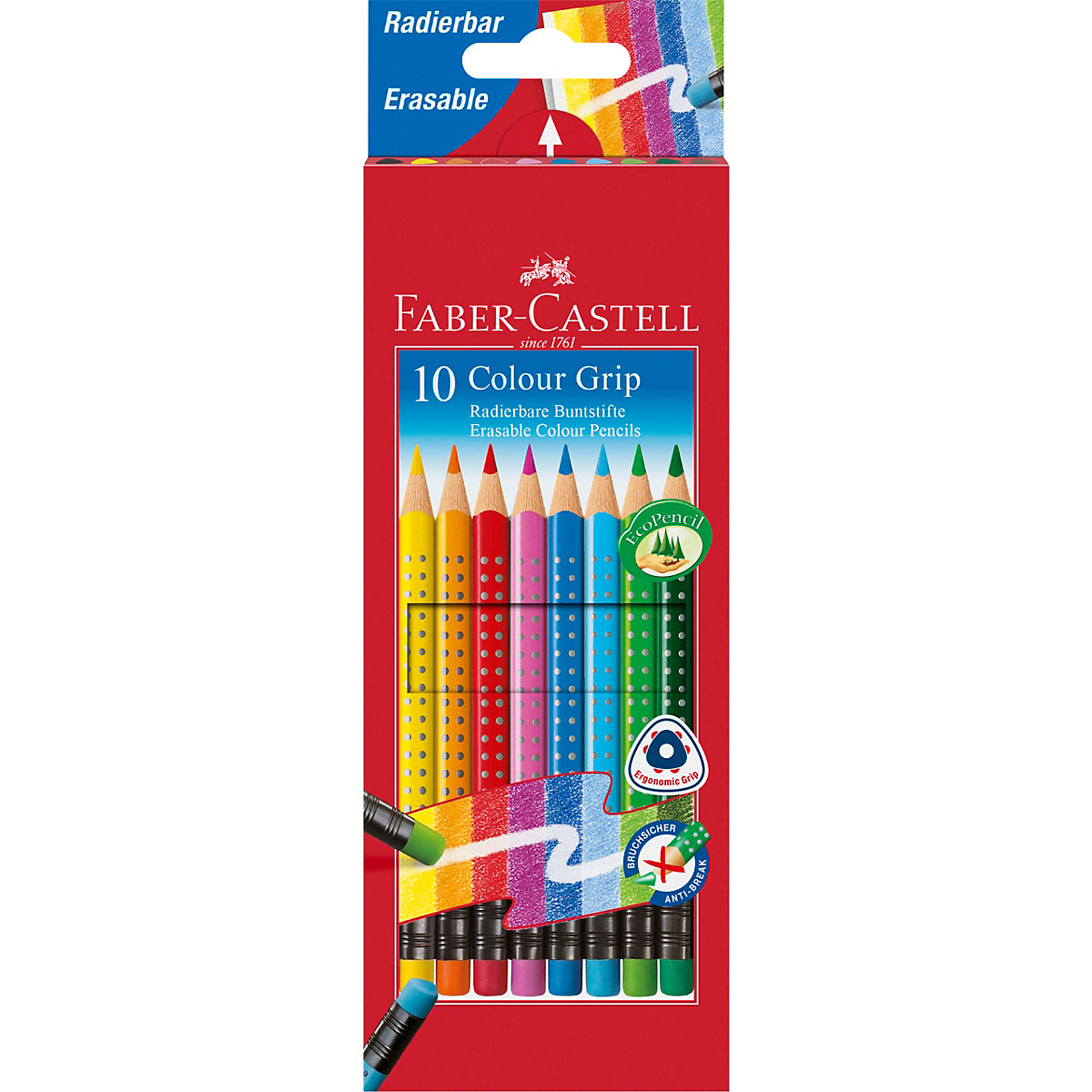 Buntstifte COLOUR GRIP Buntstifte radierbar, 10 Farben