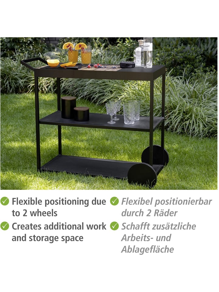 Wenko Servierwagen ''Miro'' in Schwarz/ Braun - (B)80 x (H)98 x (T)40 cm günstig kaufen onesize