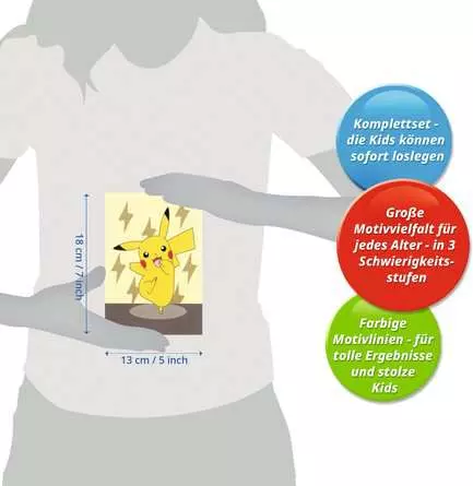 CreArt Pikachu - Malen nach Zahlen für Kinder ab 7 Jahren