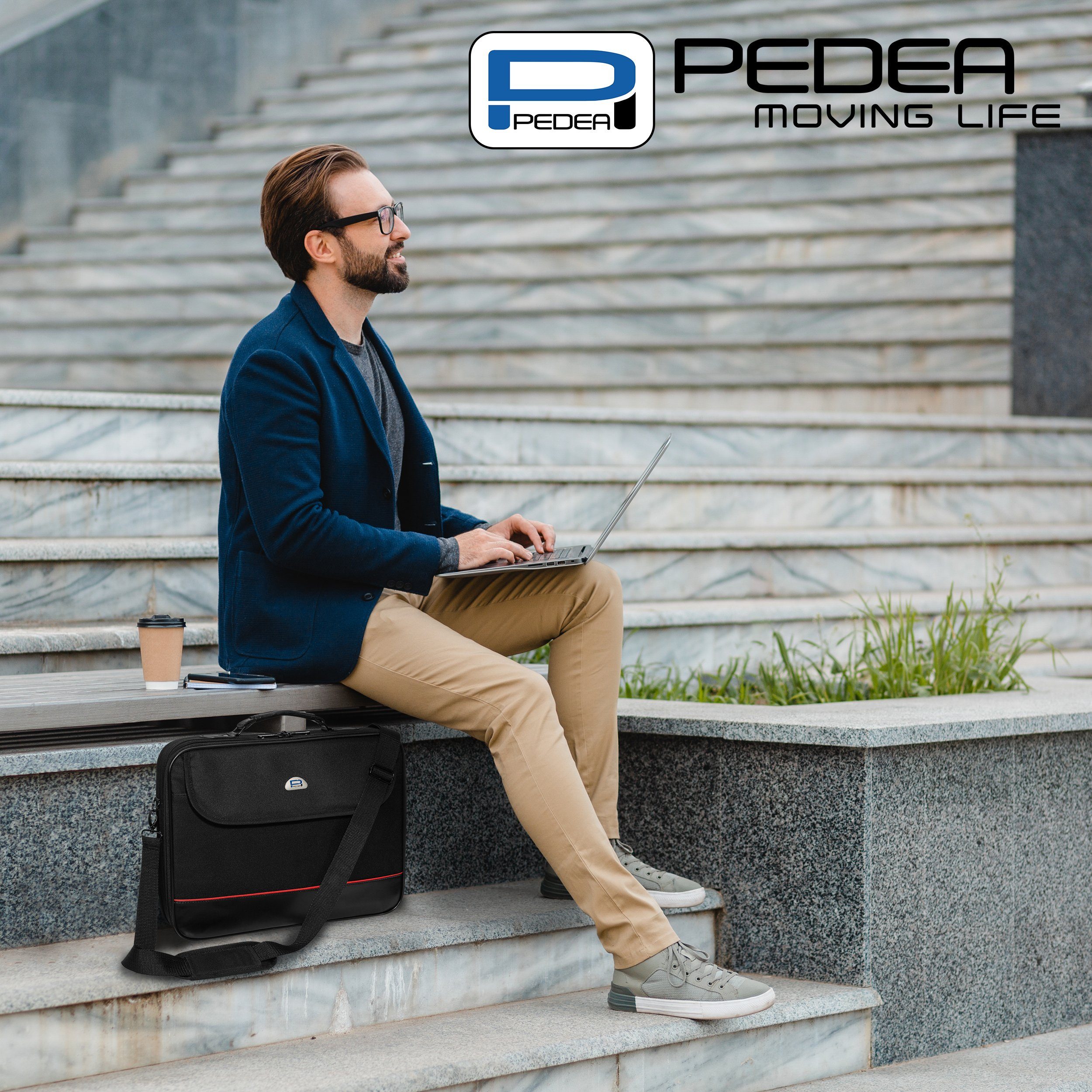 PEDEA Laptoptasche TRENDLINE (13,3 Zoll (33,8 cm), mit Funkmaus), mit stabilem Schutzrahmen, wasserabweisend, verstellbarer Schultergurt