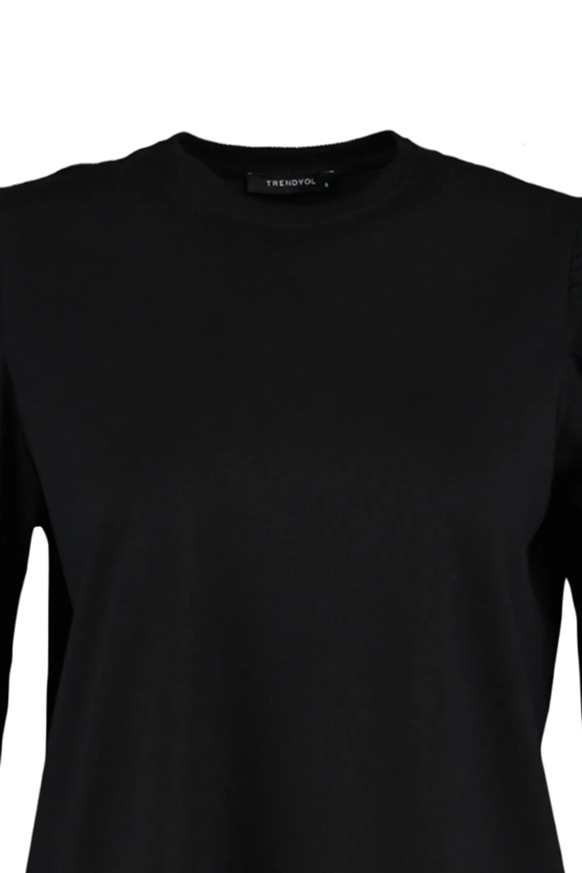 Trendyol Modest  Schwarze Strick-Tunika mit Rundhalsausschnitt und Schlitz und Ärmeldetail TCTSS21TN0257