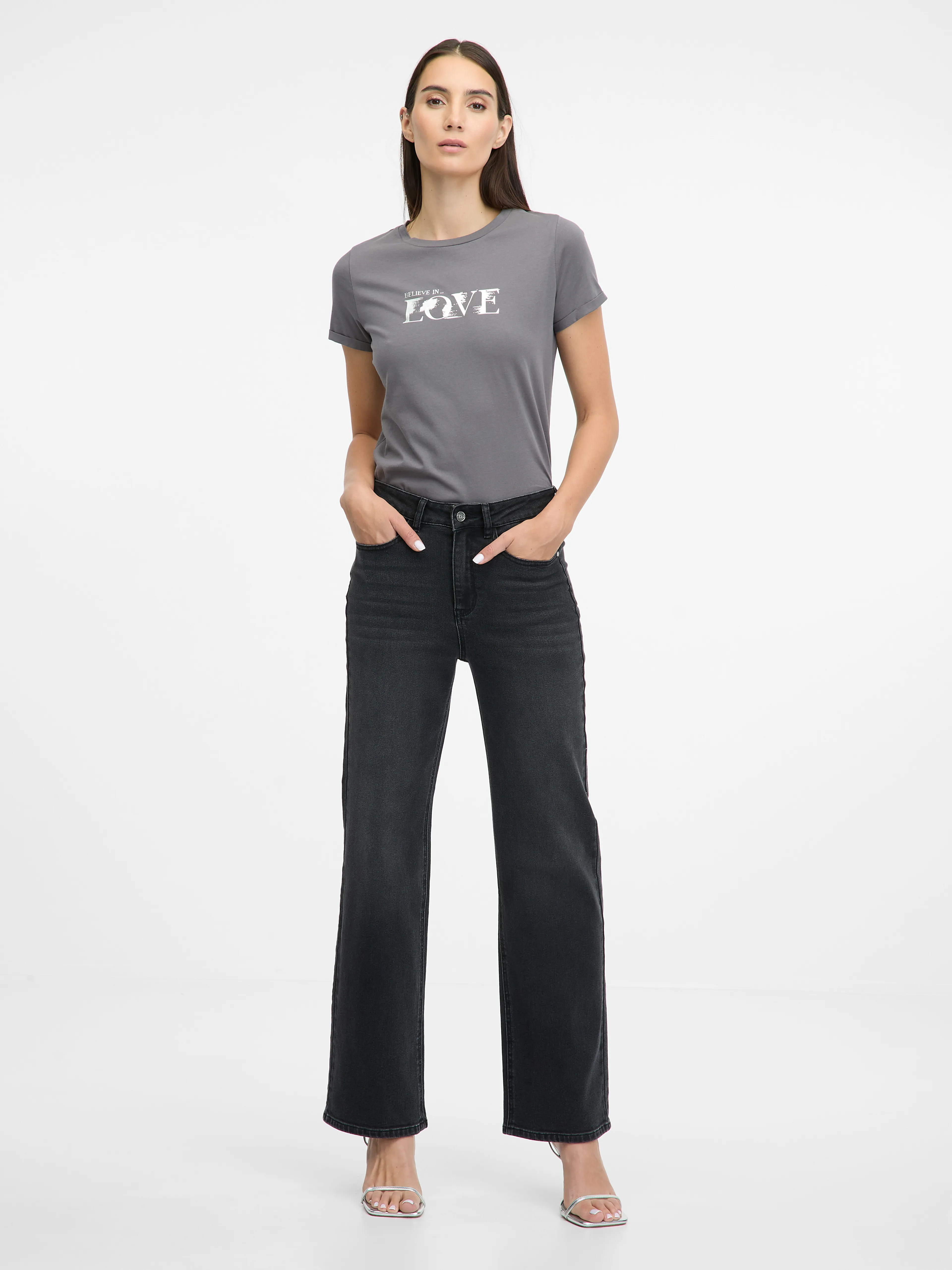 Graues Damen-Kurzarm-T-Shirt ORSAY