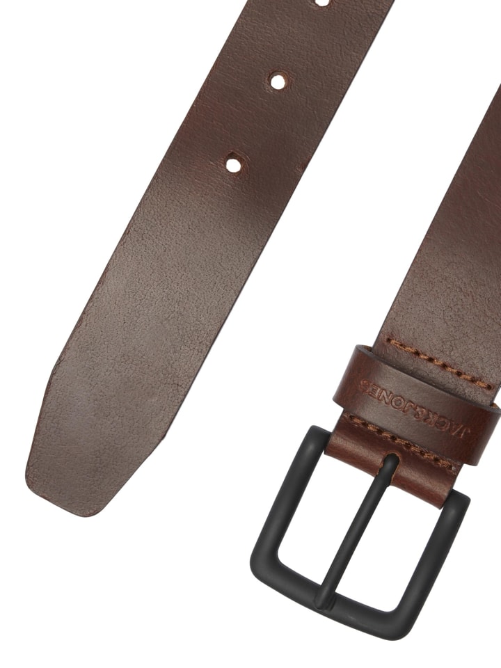 Jack & Jones Legerer Echtleder Gürtel Klassischer Leather Belt JACROMA in Braun günstig kaufen