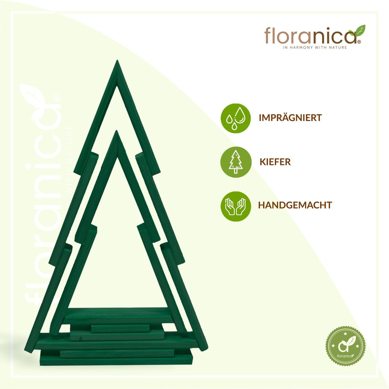 Pemicont Floranica Tannenbaum 2er-Set aus Kiefernholz Holztannenbäume - Grün