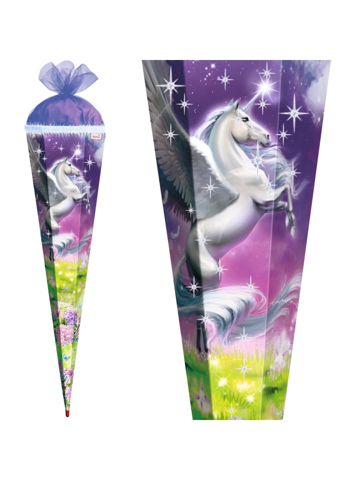 ROTH Schultüte groß Magic Pegasus 85 cm, Glitter Glitzerborte in Lila günstig kaufen onesize