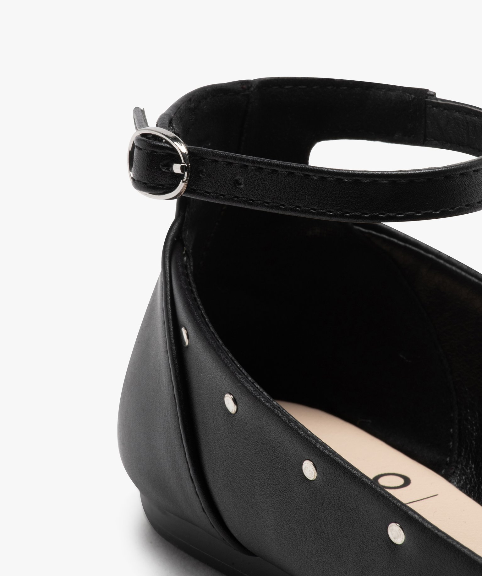 Ballerines femme unies à bout pointu et clous métalliques noir | GEMO