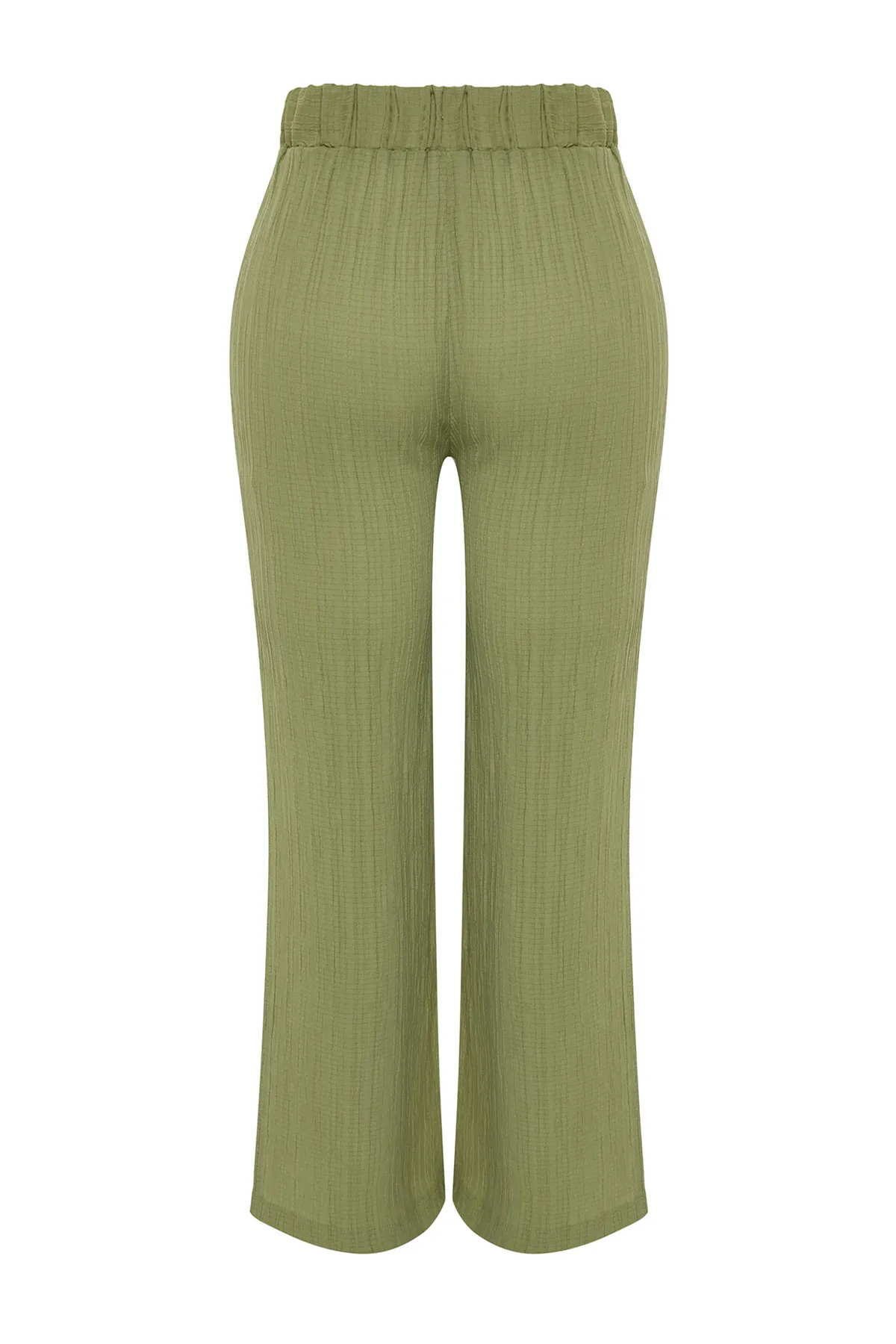 Trendyol Curve  Khakifarbene, gewebte Wickelhose mit hoher Taille