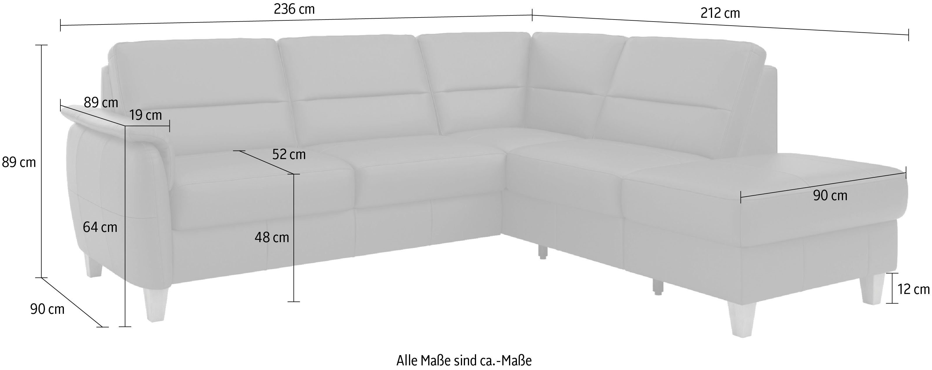 Home affaire Ecksofa Palmera, Federkern, wahlweise mit Bettfunktion und mit/ohne Stauraum