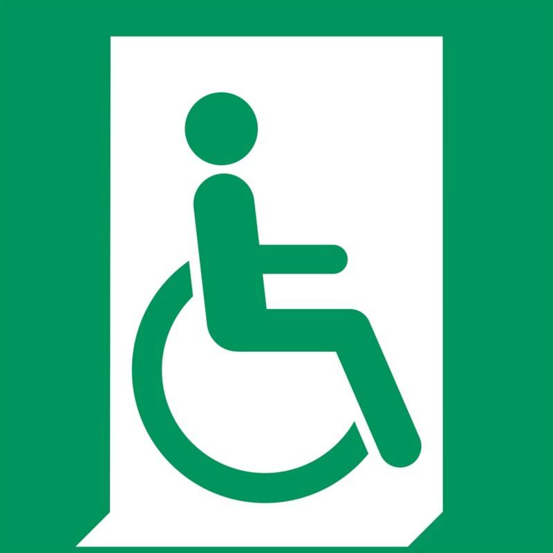 Djois Warnschild Notausgang für Gehbeeinträchtigte rechts Klebstoff, einschraubbar PP (Polypropylen) 30 (B) x 0,14 (H) cm 3 Stück