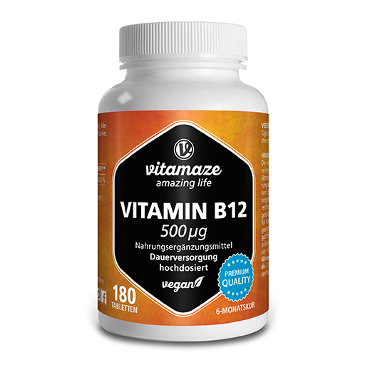 VITAMIN B12 500 µg hochdosiert vegan Tabletten  180 St  Tabletten