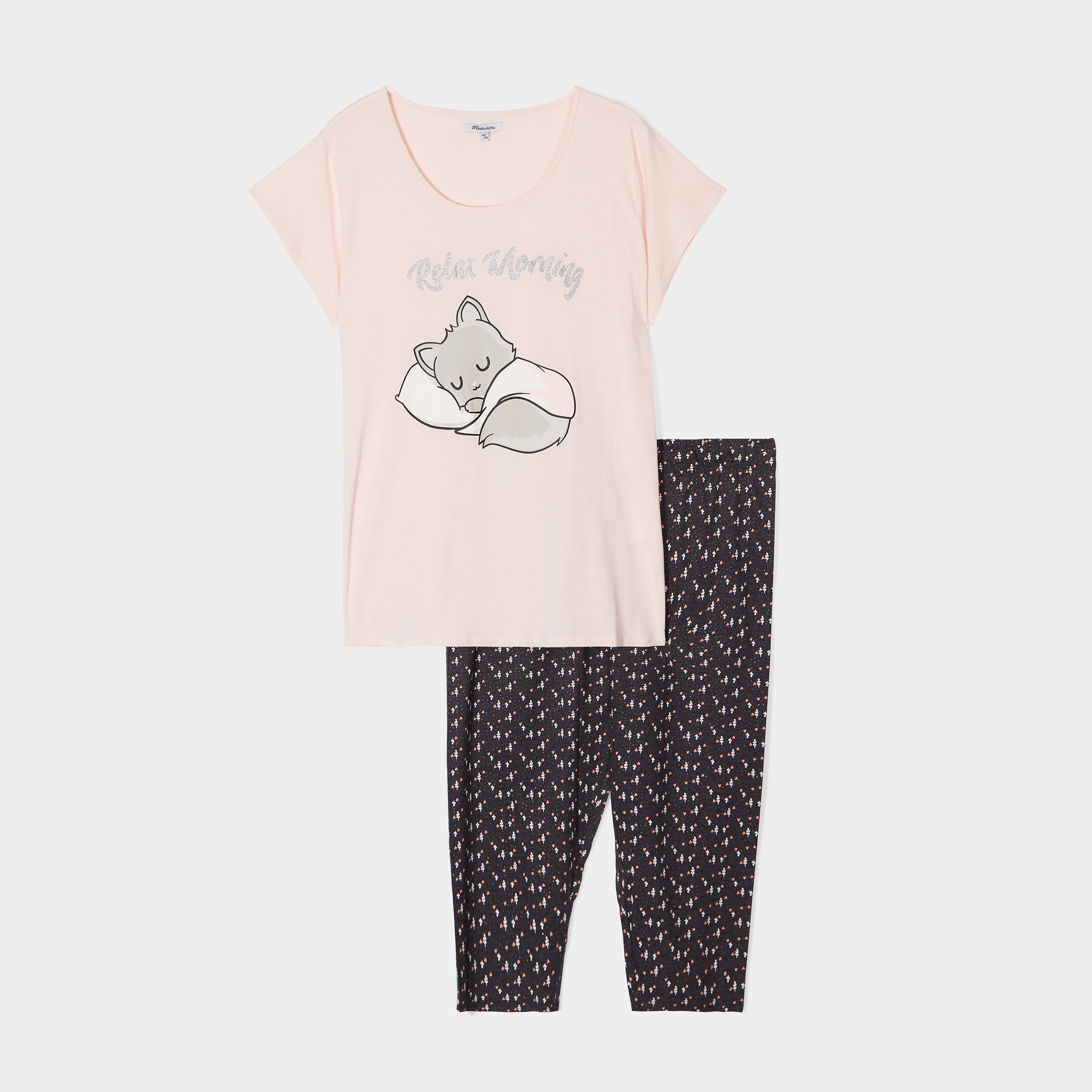 Ensemble pyjama corsaire Modavista rose clair femme grande taille | La Halle