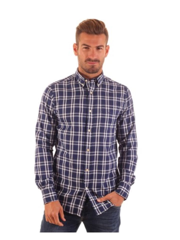 Gant Hemd in Marineblau / Weiß günstig kaufen