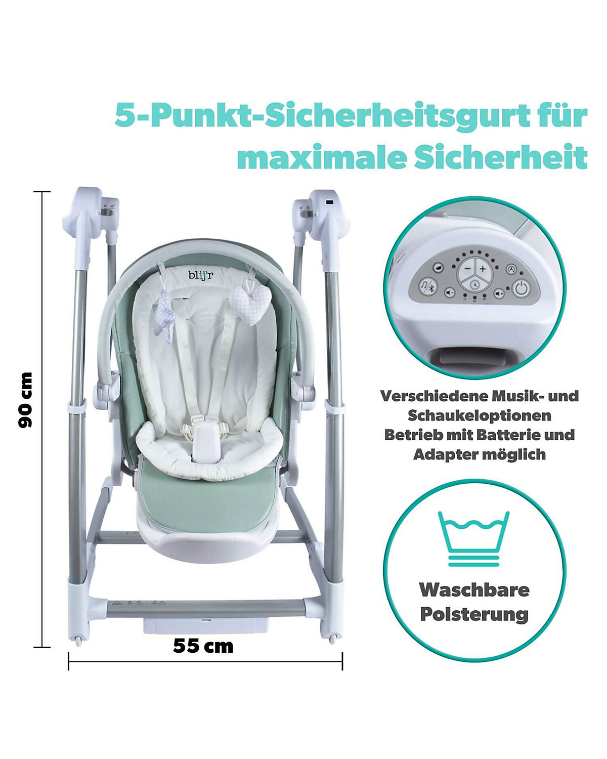 Hochstuhl Guusje 3in1 Hochstuhl, Babyschaukel & Esszimmerstuhl