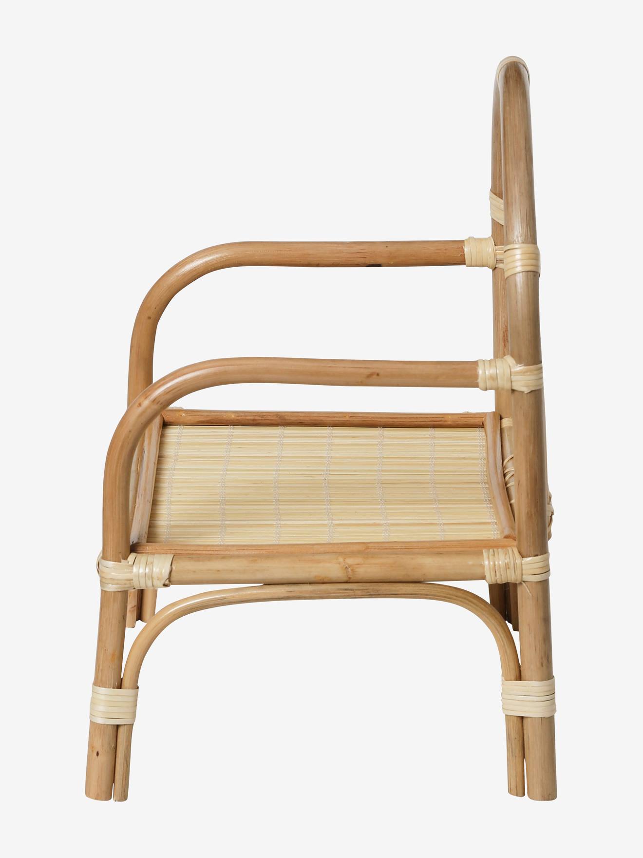 Chaise + table poupon en rotin beige