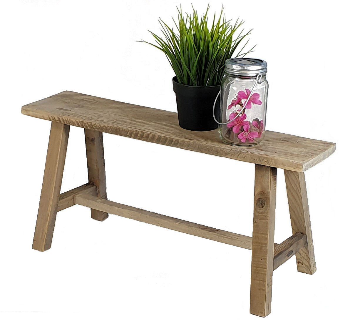 Spetebo Blumenbank Deko Bank aus altem Holz - 58 cm x 27 cm, Blumenbank für den Garten