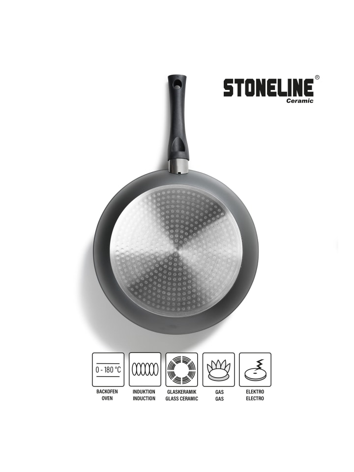 Stoneline Keramik Bratpfanne 24 cm | mit Deckel in Schwarz günstig kaufen Ø 24cm